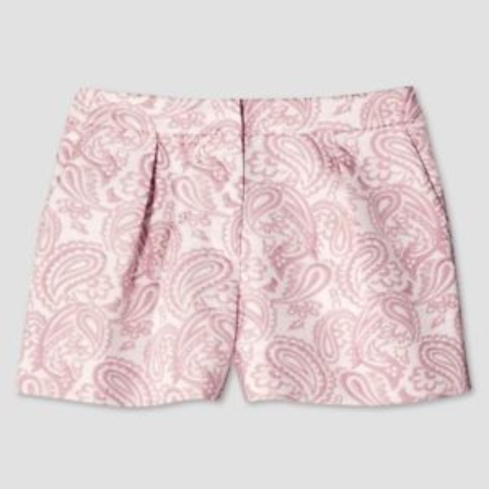 Victoria Beckham Blush Floral Pleated Shorts Pink